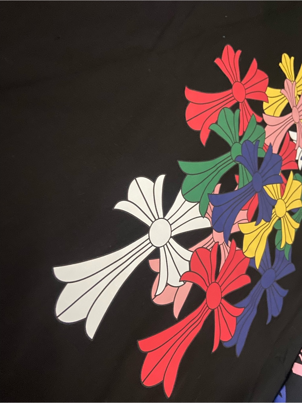 Chrome Hearts Black Crewneck Sweater with Multicolor Cross Flower Motif - Picture 4 of 5